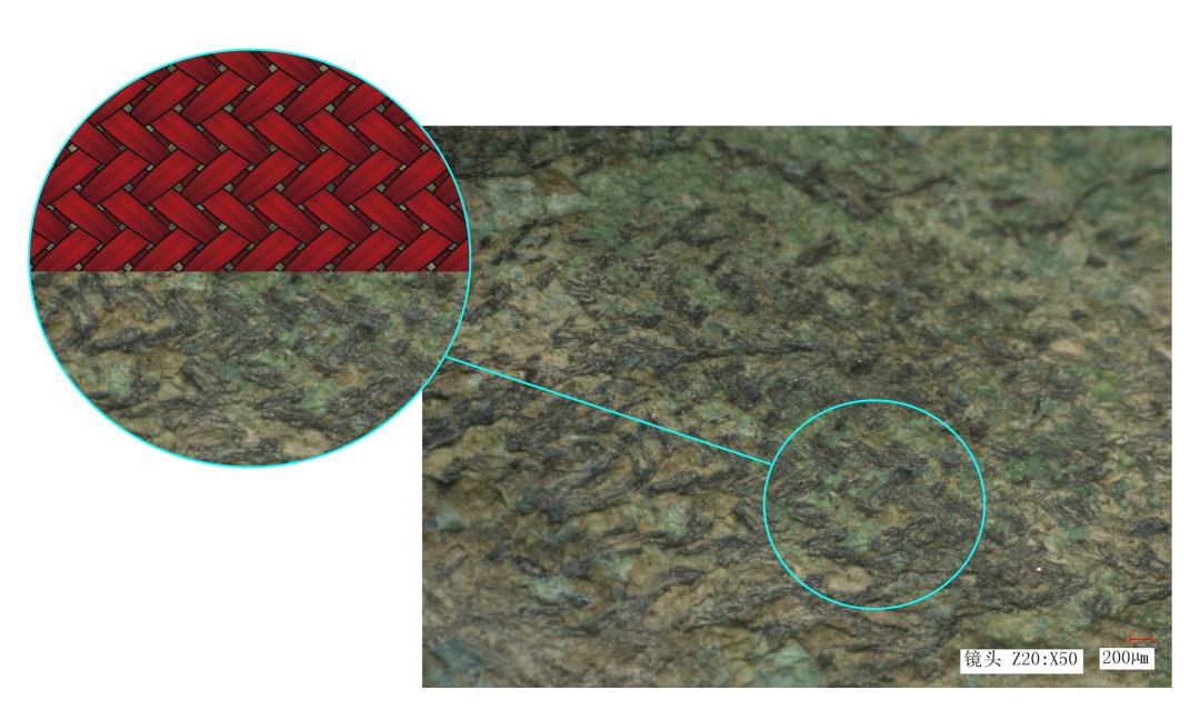 图6 编织物示意图，K2②113青铜蛇